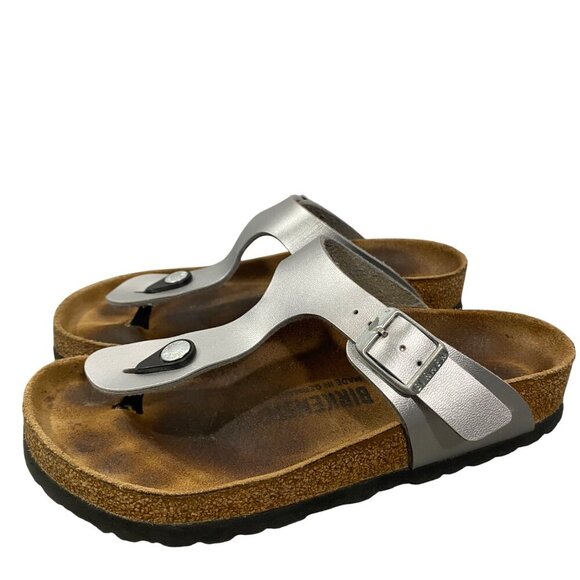Birkenstock Giza sandals silver metallic leather women’s 35 boho festival hippie - Picture 2 of 9